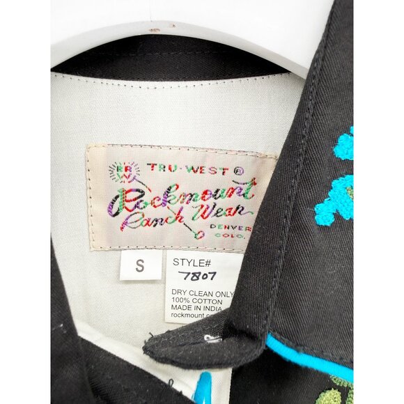 Rockmount Ranch Wear Men's Black Cactus & Star Embroidered Western Shirt S - Picture 2 of 6